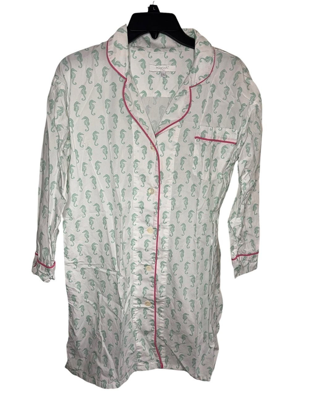 Marigot Women’s Small Seahorse Print Button Front Shirt Dress